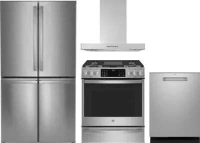 4 Piece Package Includes Refrigerator, Range, Hood And Dishwasher